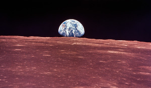 NASA Earth Rising Over Moon