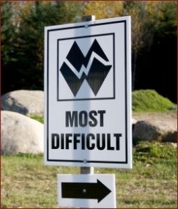difficult hiking sign