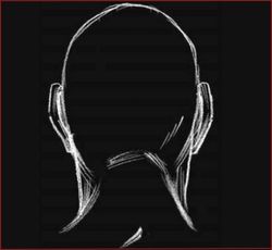 silhouette of a person's head against black background